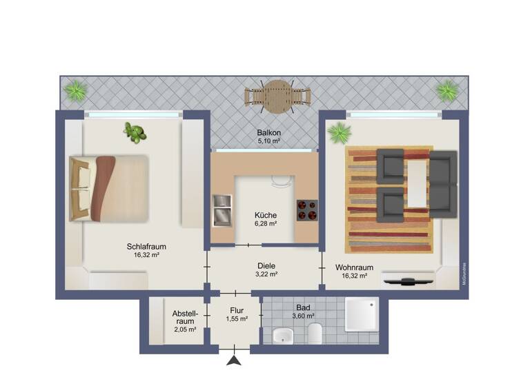 Wohnung zum Kauf 109.000 € 2 Zimmer 54,5 m²<br/>Wohnfläche 3.<br/>Geschoss Broich - West Mülheim an der Ruhr 45479