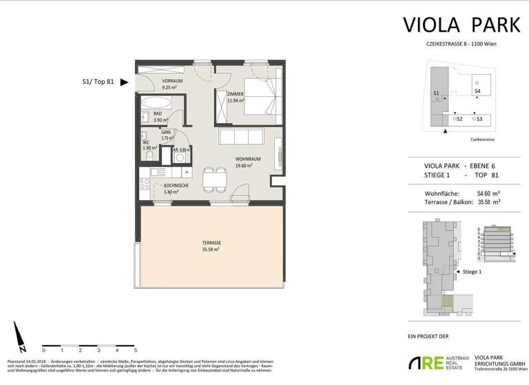 Wohnung zur Miete 742 € 2 Zimmer 54,6 m² 6. Geschoss Czeikestraße 8 Wien, Favoriten 1100