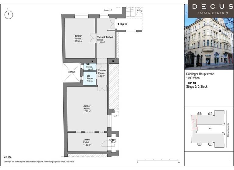 Wohnung zum Kauf provisionsfrei 383.250 € 3 Zimmer 77,7 m² 3. Geschoss Wien 1190
