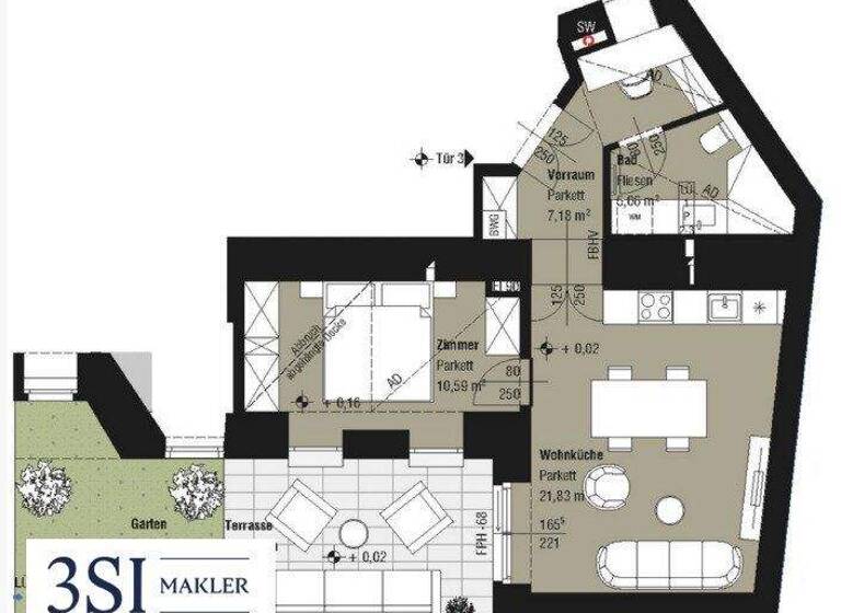 Wohnung zum Kauf - Erstbezug 479.000 € 44,8 m² EG Rögergasse 14B Wien 1090