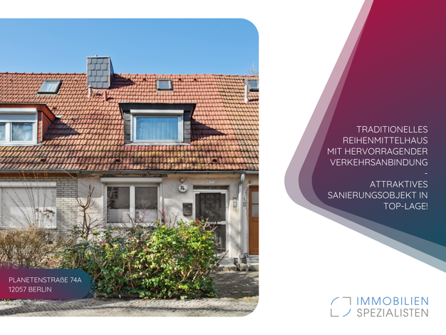 Reihenmittelhaus zum Kauf 340.000 € 3 Zimmer 70,7 m² 129 m² Grundstück Planetenstraße 74a Neukölln Berlin 12057
