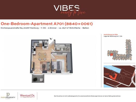 Wohnung zur Miete 1.481 € 2 Zimmer 39,7 m² 7. Geschoss frei ab 01.11.2026 Kirchenpauerstraße Kleiner Grasbrook Mitte 20457