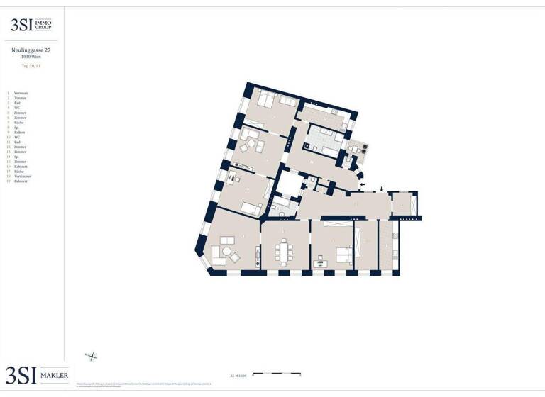 Wohnung zum Kauf 1.595.000 € 7,5 Zimmer 246,3 m² 1. Geschoss Neulinggasse 27 Wien 1030