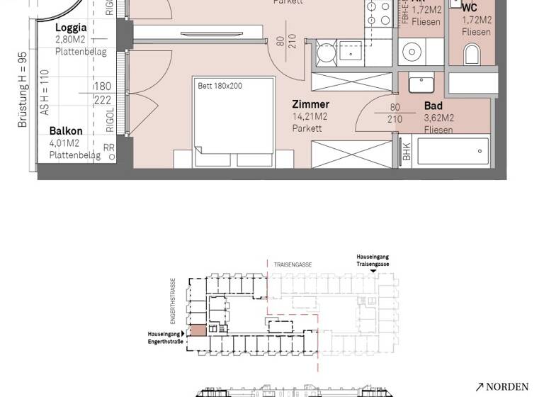 Wohnung zum Kauf - Erstbezug 313.700 € 2 Zimmer 42,3 m² 5. Geschoss frei ab 30.06.2028 Engerthstraße 111 Wien 1200