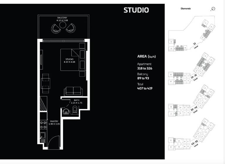Studio zum Kauf 330.000 € 1 Zimmer 41 m² 347R+7GC - First Al Khail St - Jumeirah Lake Tower Dubai 0000