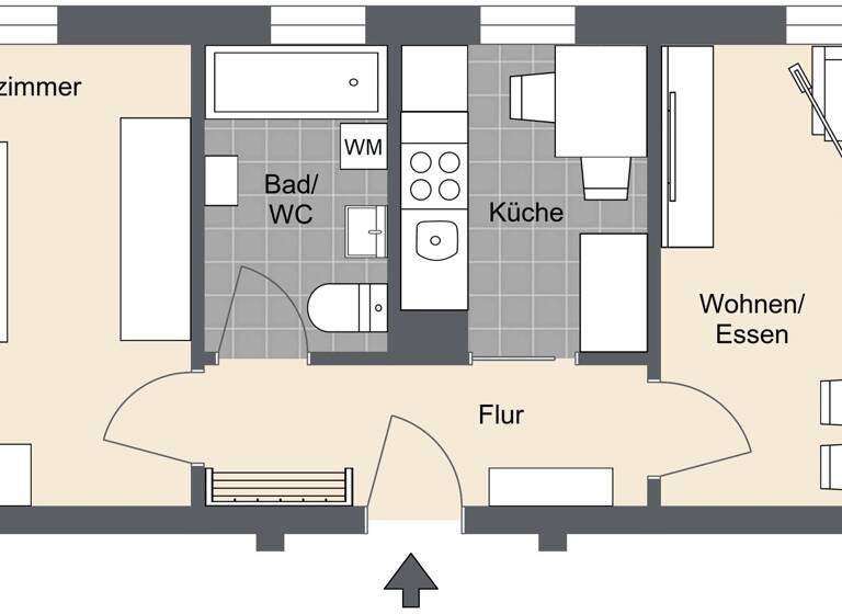 Wohnung zum Kauf 149.000 € 2 Zimmer 44,3 m²<br/>Wohnfläche EG<br/>Geschoss Offenhausen Neu-Ulm 89231