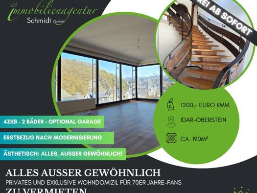 Terrassenwohnung zur Miete 1.200 € 4 Zimmer 190 m² 1. Geschoss Idar-Oberstein 55743