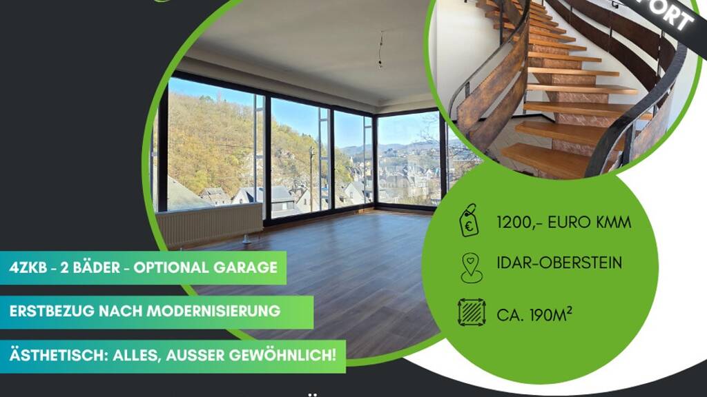 Terrassenwohnung zur Miete 1.200 € 4 Zimmer 190 m² 1. Geschoss Idar-Oberstein 55743