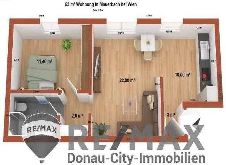 Wohnung zur Miete 700 € 2 Zimmer 53 m² Mauerbach 3001