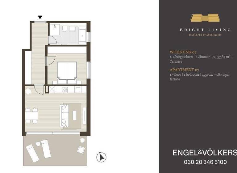 Terrassenwohnung zum Kauf 485.000 € 2 Zimmer 57,9 m² 1. Geschoss Bogenstraße 21, 22 Lichterfelde Berlin 12207
