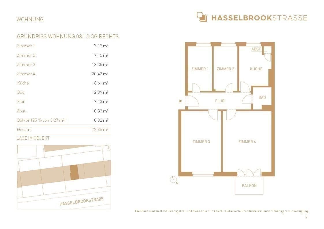 Wohnung zum Kauf provisionsfrei 370.000 € 4 Zimmer 72,9 m²<br/>Wohnfläche 3.<br/>Geschoss ab sofort<br/>Verfügbarkeit Hasselbrookstraße 117 Eilbek Hamburg 22089