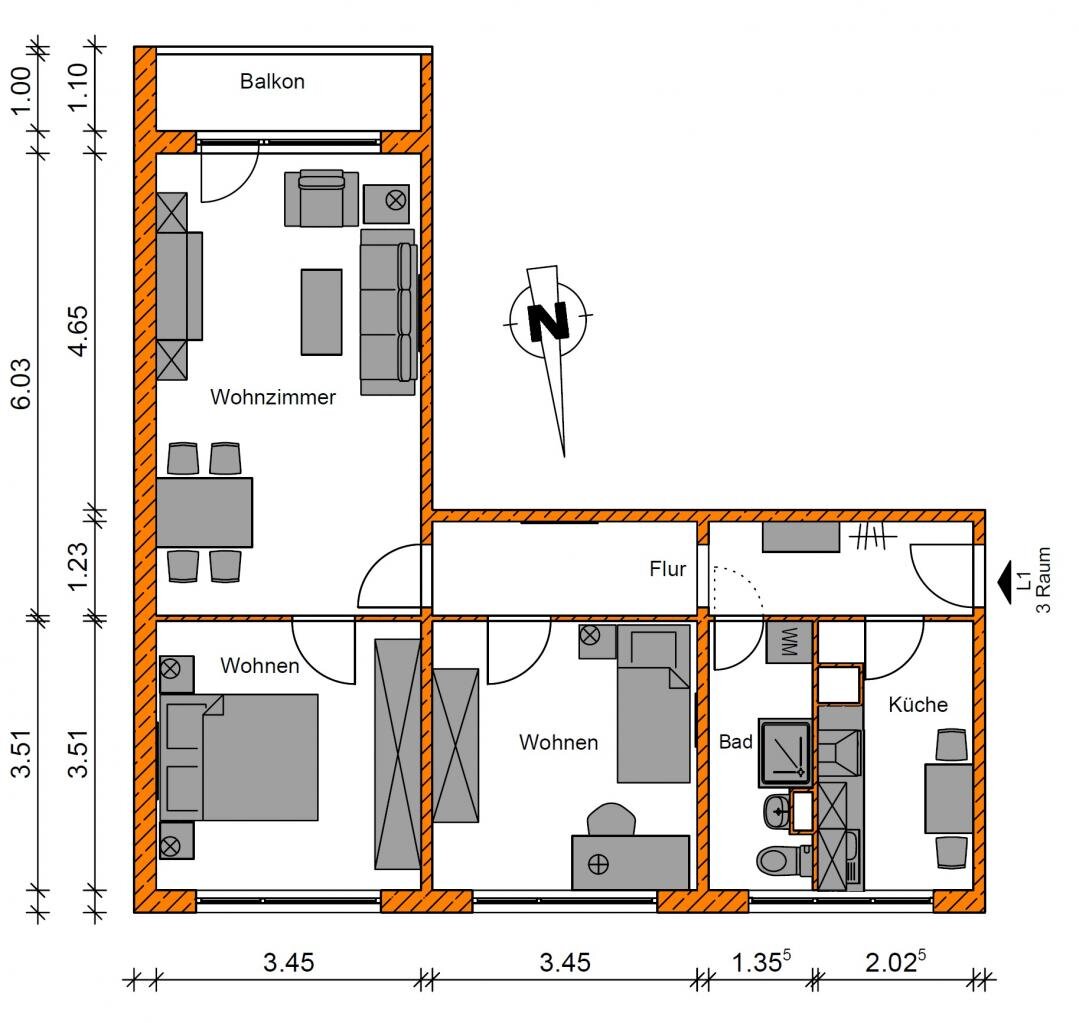 Wohnung zur Miete 388 € 3 Zimmer 65,8 m²<br/>Wohnfläche 9.<br/>Geschoss Hanns-Eisler-Platz 6 Hanns-Eisler-Platz / Kannenstieg Magdeburg 39128