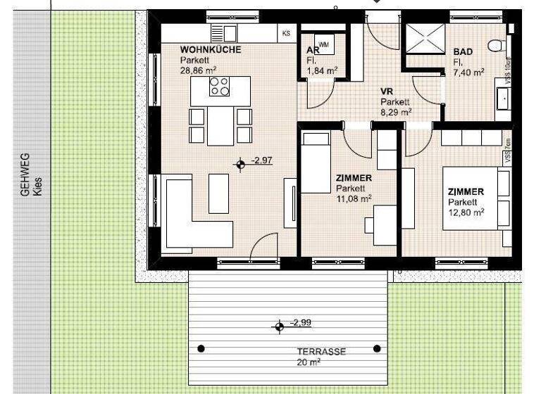 Wohnung zum Kauf 311.300 € 3 Zimmer 70,3 m² Schichenauer Straße 26-e St. Stefan im Rosental 8083