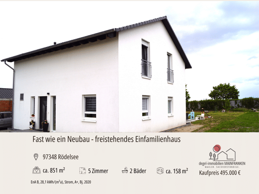 Einfamilienhaus zum Kauf 495.000 € 5 Zimmer 158 m² 851 m² Grundstück Rödelsee Rödelsee 97348