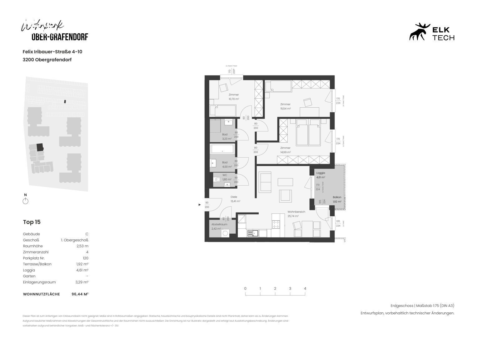 Wohnung zum Kauf 295.000 € 4 Zimmer 96,4 m²<br/>Wohnfläche 1.<br/>Geschoss Ober-Grafendorf 3200