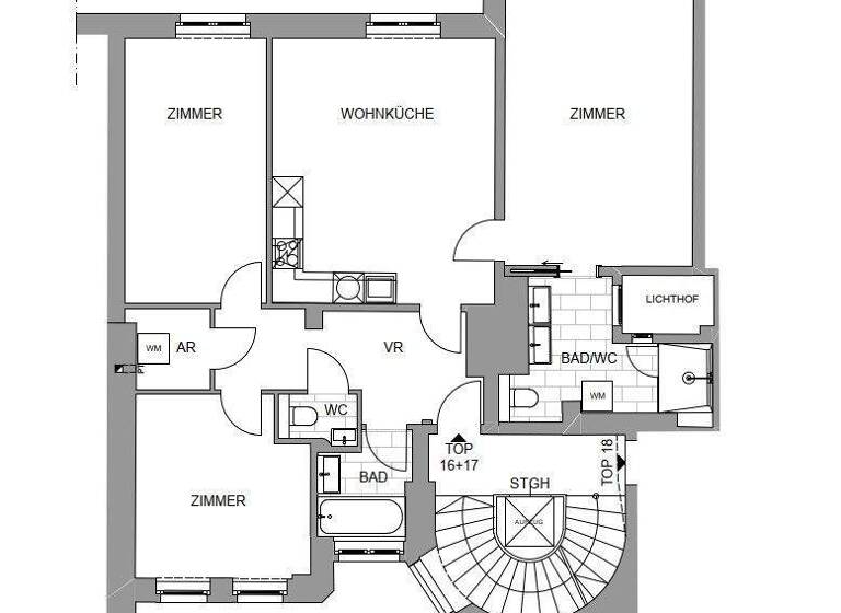 Wohnung zur Miete 1.838 € 4 Zimmer 92,5 m² 6. Geschoss Wien 1010