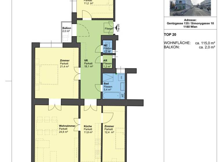 Wohnung zum Kauf - Erstbezug 899.000 € 5 Zimmer 115 m² 2. Geschoss Gentzgasse Wien 1180