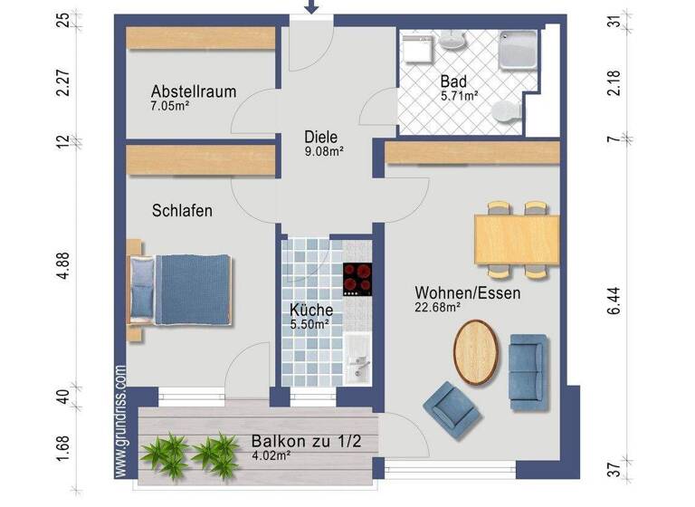 Wohnung zur Miete 920 € 2 Zimmer 69,3 m² Mitte Ulm 89073