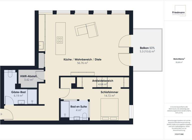 Wohnung zum Kauf provisionsfrei 435.000 € 2 Zimmer 96 m² 1. Geschoss Trier-West Trier 54294
