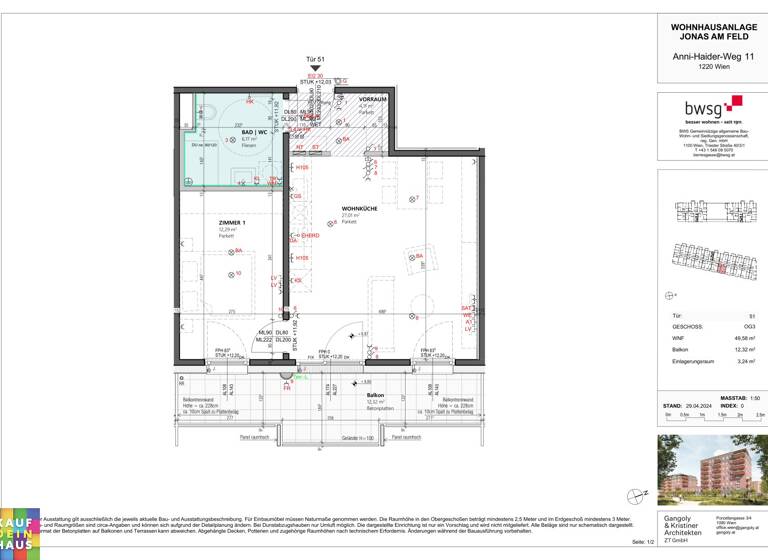 Wohnung zum Kauf - Erstbezug 273.894 € 2 Zimmer 49,6 m² frei ab sofort Anni-Haider-Weg 11 Wien 1220