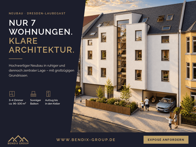 Wohnung zum Kauf - Neubau provisionsfrei 599.500 € 4 Zimmer 100,1 m² 1. Geschoss Laubegast Dresden 01279