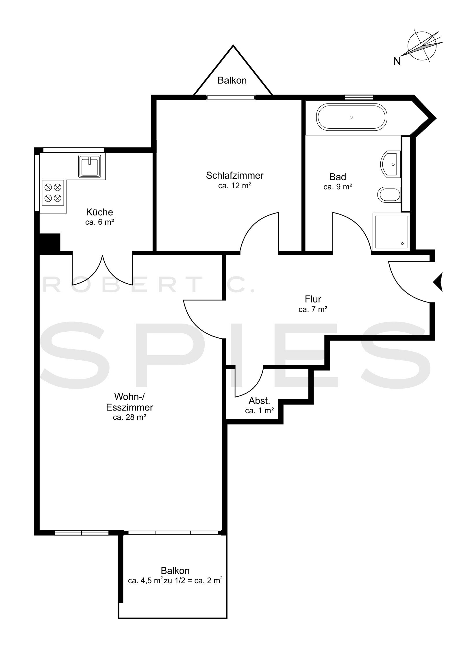 Wohnung zum Kauf 215.000 € 2 Zimmer 63 m²<br/>Wohnfläche Weidedamm Bremen 28215