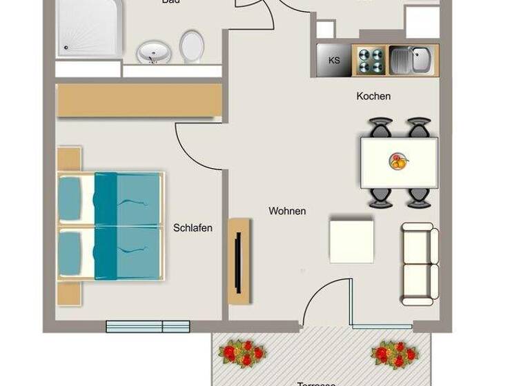 Wohnung zur Miete - Erstbezug 701 € 2 Zimmer 48,3 m² EG Melli-Beese-Straße 5 Barbaraviertel Neuss 41460