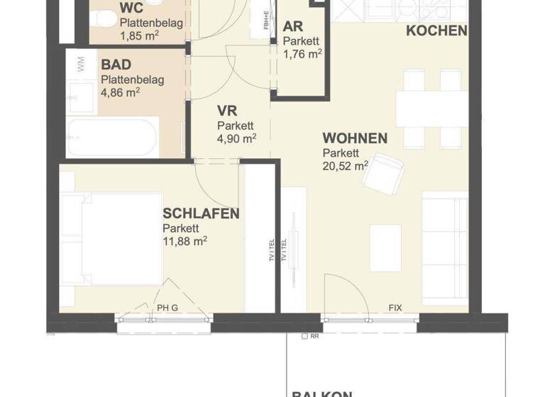 Terrassenwohnung zur Miete 810 € 2 Zimmer 45,8 m² 4. Geschoss frei ab 01.04.2026 Tokiostraße Wien 1220
