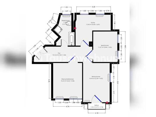 Wohnung zur Miete Tauschwohnung 660 € 3 Zimmer 80 m² 2. Geschoss Striesen-West Dresden 01309
