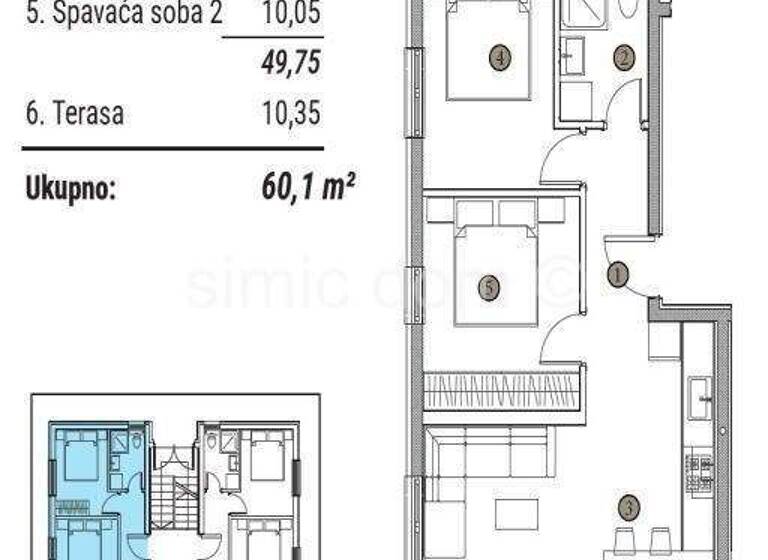 Wohnung zum Kauf 260.000 € 2 Zimmer 60 m² 2. Geschoss Trogir
