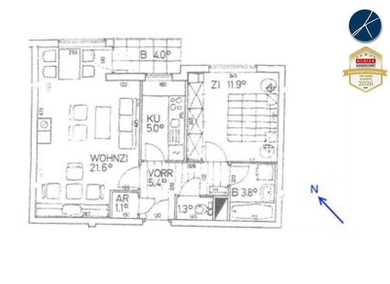 Terrassenwohnung zur Miete 900 € 2 Zimmer 50,3 m² 2. Geschoss Wien 1190