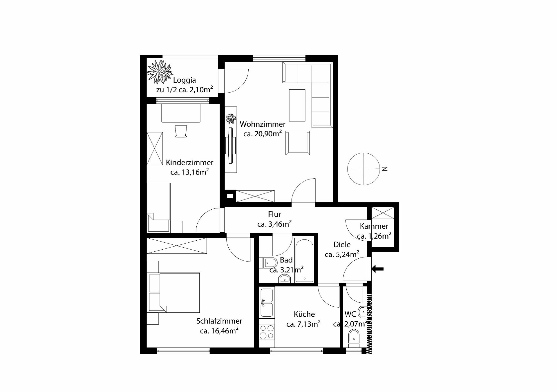 Wohnung zum Kauf 449.000 € 3 Zimmer 75 m²<br/>Wohnfläche 8.<br/>Geschoss Johanneskirchen München 81927