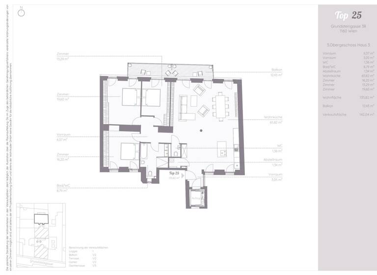 Wohnung zum Kauf 990.000 € 4 Zimmer 135,8 m² 3. Geschoss Grundsteingasse 38 Wien 1160