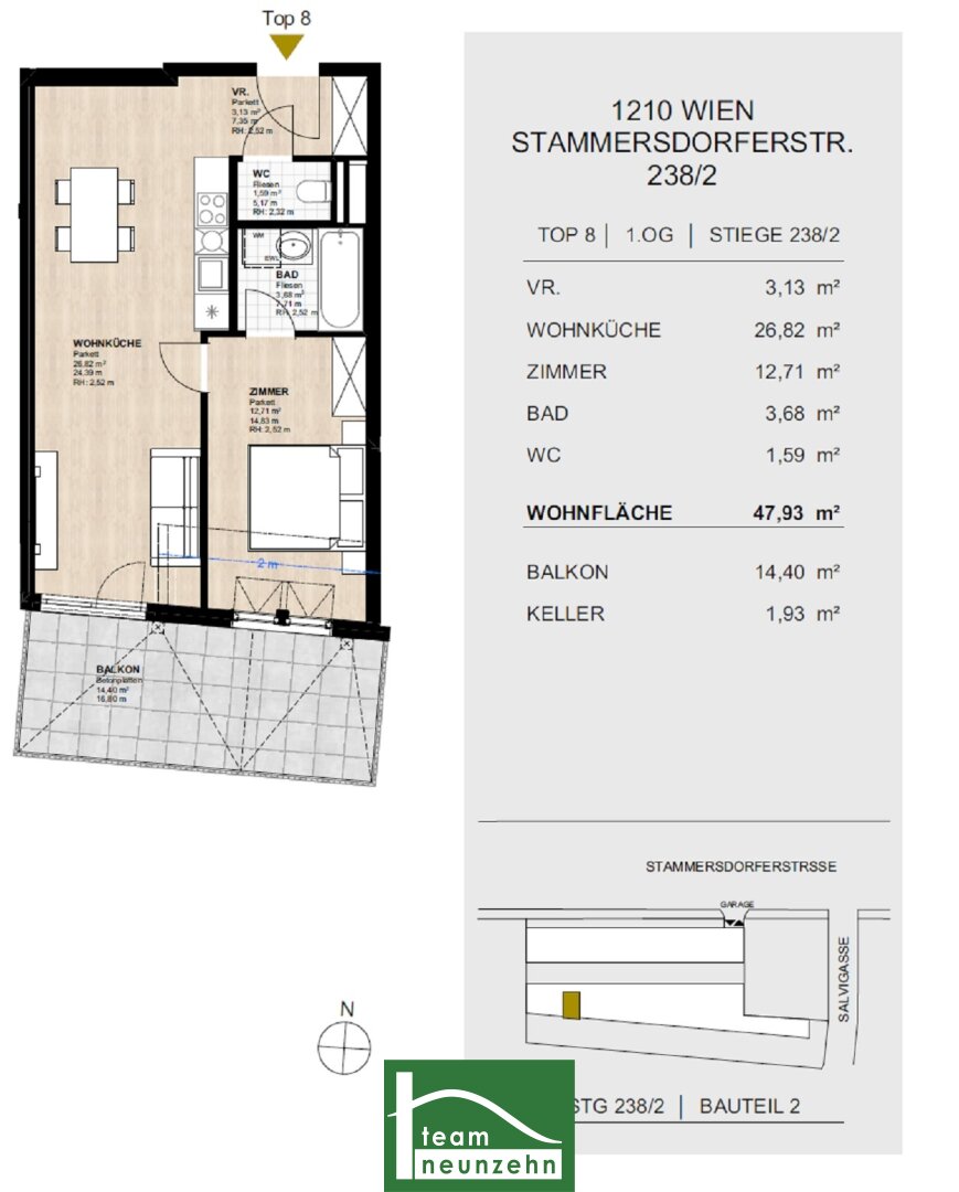 Wohnung zur Miete 704 € 2 Zimmer 47,1 m²<br/>Wohnfläche 1.<br/>Geschoss 01.02.2025<br/>Verfügbarkeit Stammersdorfer Straße 238 Wien 1210