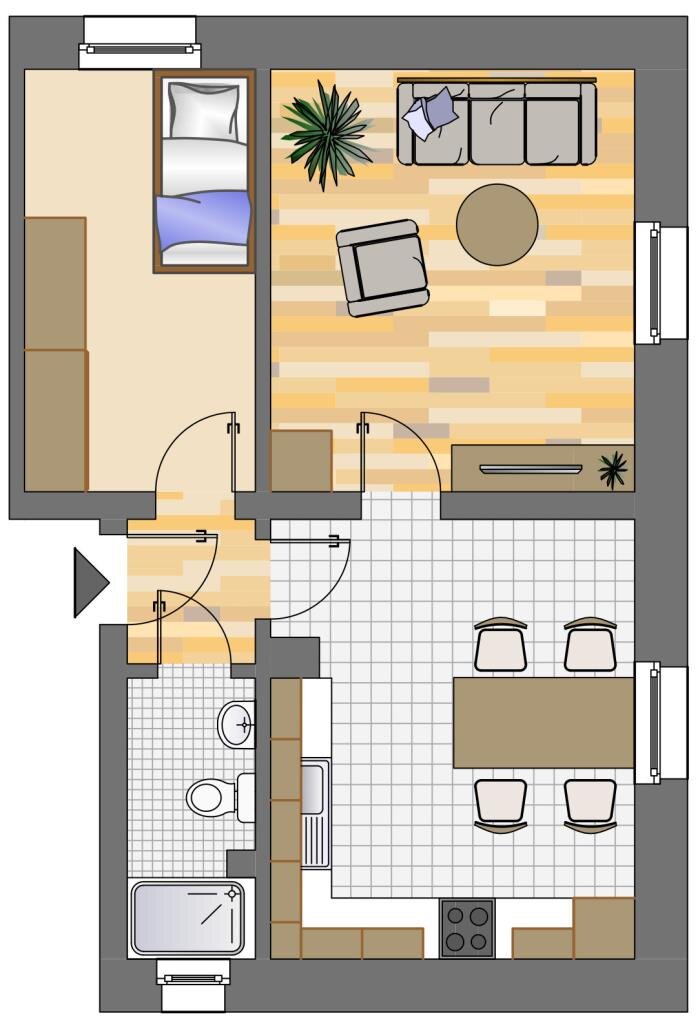 Wohnung zur Miete 449 € 2,5 Zimmer 43,3 m²<br/>Wohnfläche 1.<br/>Geschoss Posener Straße 10 Renninghausen Dortmund 44225