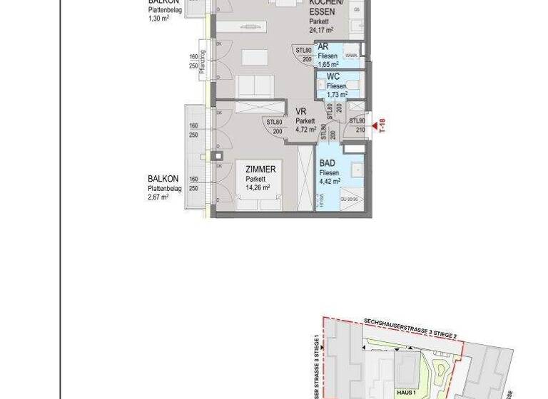 Wohnung zum Kauf - Erstbezug 345.100 € 3 Zimmer 51 m² 2. Geschoss Sechshauser Straße Wien 1150