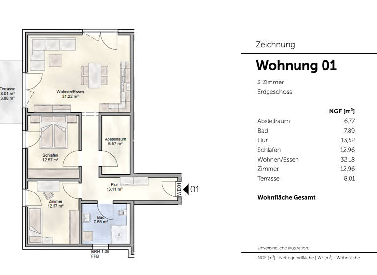 Wohnung zum Kauf provisionsfrei 389.686 € 3 Zimmer 87,6 m²<br/>Wohnfläche Bissendorf Wedemark 30900
