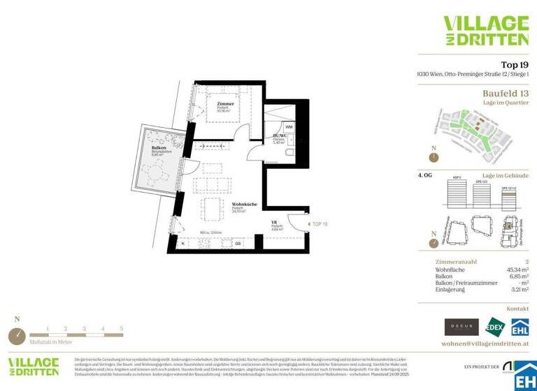 Wohnung zum Kauf - Erstbezug 332.000 € 2 Zimmer 45,3 m² 4. Geschoss Otto-Preminger-Straße Wien 1030