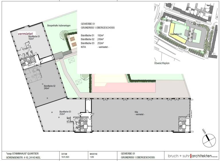 Bürofläche zur Miete - Erstbezug provisionsfrei 1.310 m² Bürofläche teilbar ab 200 m² Sörensenstraße 4-10 Gaarden-Süd Kiel 24143