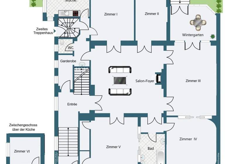 Wohnung zum Kauf 2.180.000 € 7 Zimmer 218 m² EG Westend-Süd Frankfurt am Main 60325