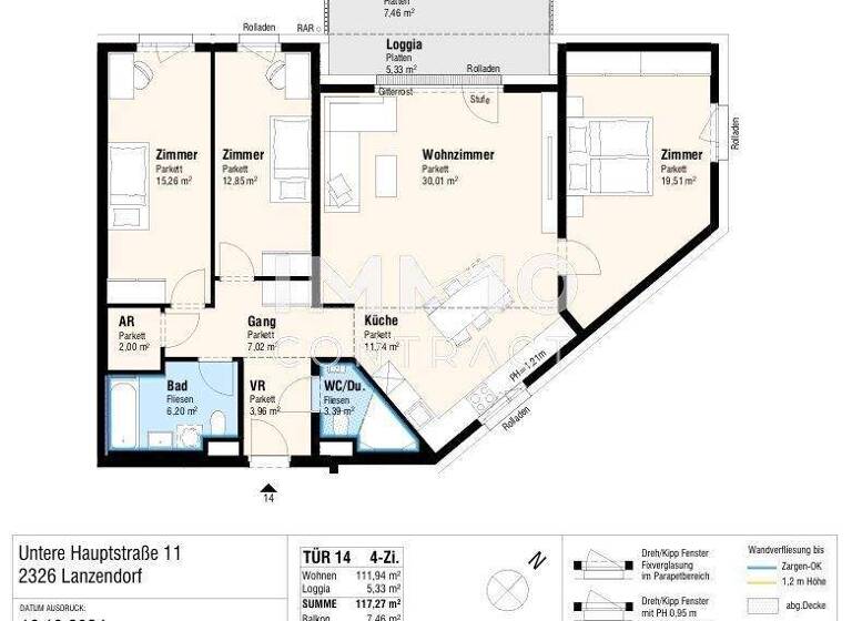 Wohnung zum Kauf - Erstbezug provisionsfrei 495.000 € 4 Zimmer 117,3 m² Lanzendorf 2326