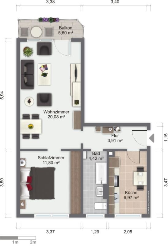 Wohnung zur Miete 305 € 2 Zimmer 51 m²<br/>Wohnfläche 3.<br/>Geschoss Lausitzer Str. 4 Königshufen Görlitz 02828