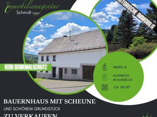 Bauernhaus zum Kauf 96.000 € 3 Zimmer 101 m² 765 m² Grundstück Allenbach 55758