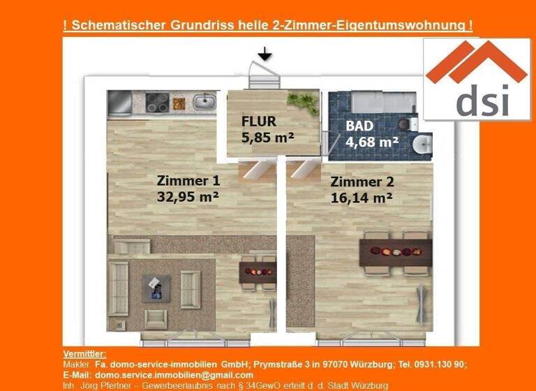 Wohnung zum Kauf 180.000 € 2 Zimmer 59,6 m² EG Berner Str. 11 Heuchelhof Würzburg 97084