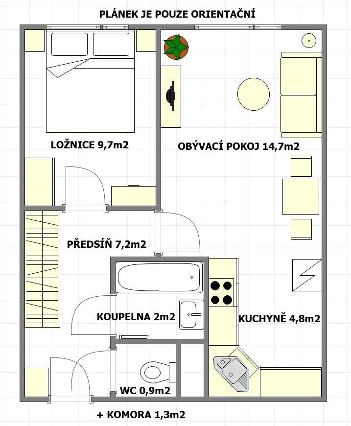 Wohnung zum Kauf 160.000 € 2 Zimmer 41 m²<br/>Wohnfläche 6.<br/>Geschoss Na ružovém poli Kladno 27201