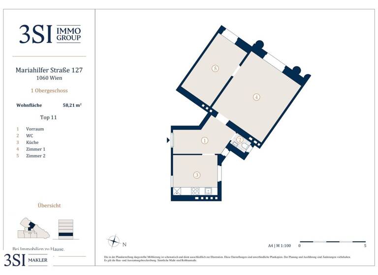 Wohnung zum Kauf 260.000 € 2 Zimmer 58,2 m² 1. Geschoss Mariahilfer Straße 127 Wien 1060