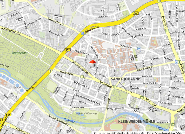 Wohnung zur Miete 1.300 € 3 Zimmer 68 m²<br/>Wohnfläche Poppelstraße 8 Sandberg Nürnberg 90419