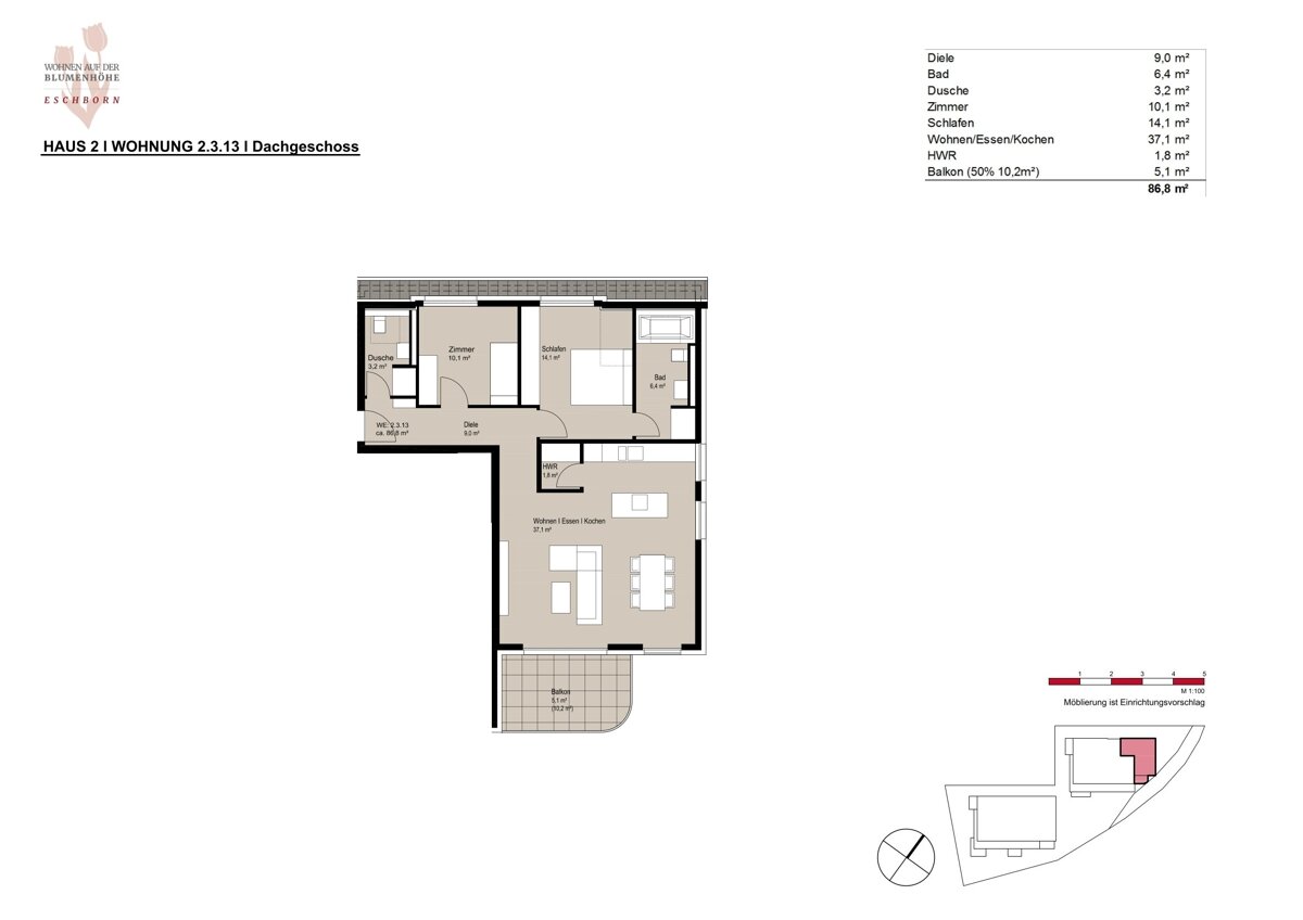 Wohnung zur Miete 1.900 € 3 Zimmer 87 m²<br/>Wohnfläche 01.02.2025<br/>Verfügbarkeit Eschborn Eschborn 65760