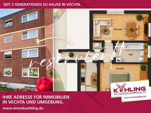 Wohnung zum Kauf 134.000 € 2 Zimmer 67,6 m² 2. Geschoss frei ab sofort Vechta Vechta 49377