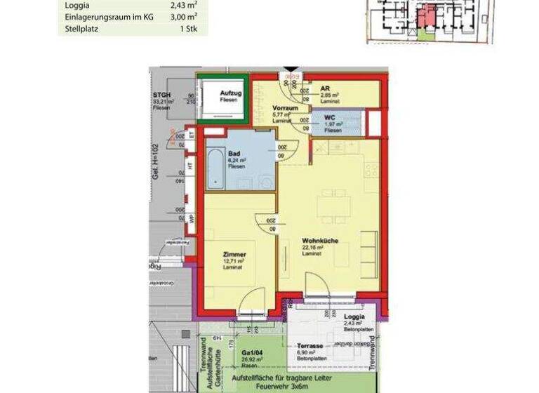 Wohnung zur Miete - Erstbezug 552 € 2 Zimmer 51,7 m² EG Palterndorf 2182